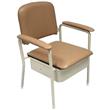 K Care Deluxe Bedside Commode, Adjustable Height, Lift Up Padded Seat Vanilla/Champagne